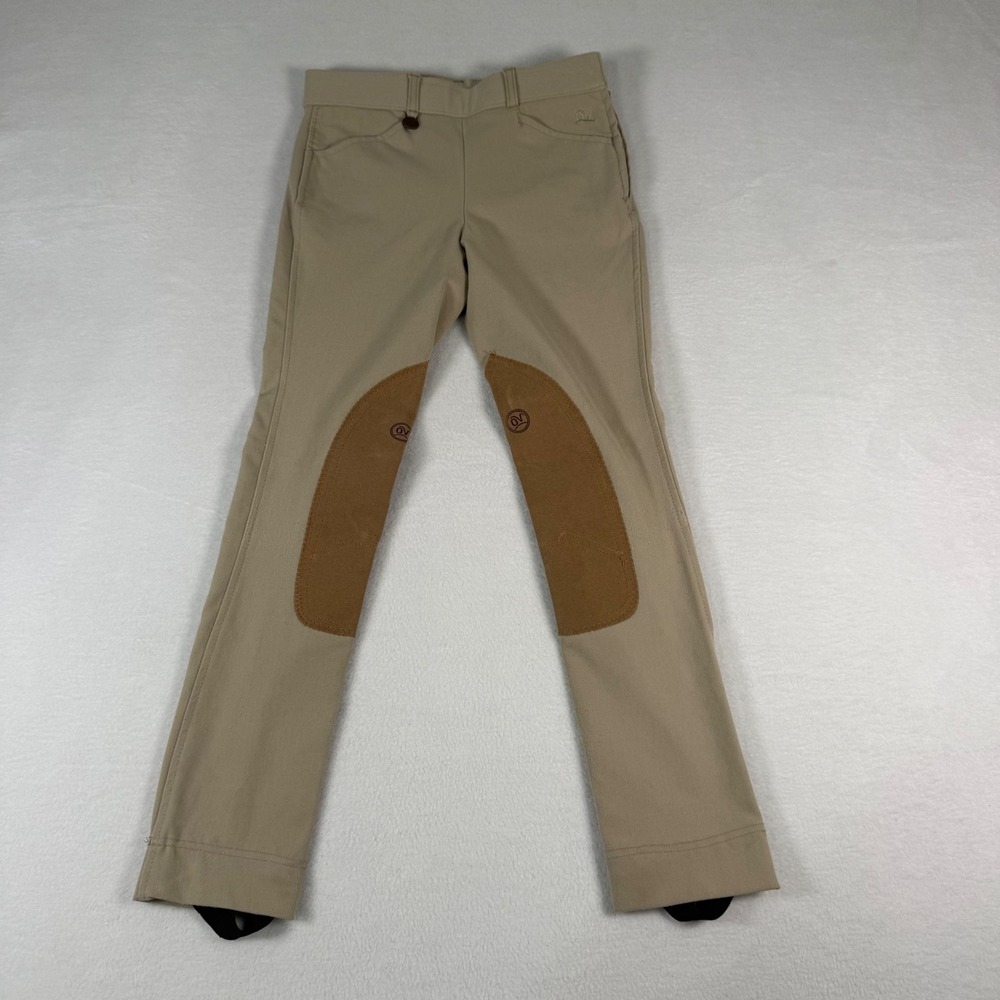 Ovation Breeches Equestrian Riding Pants Youth 12 Tan Beige Knee Patch English